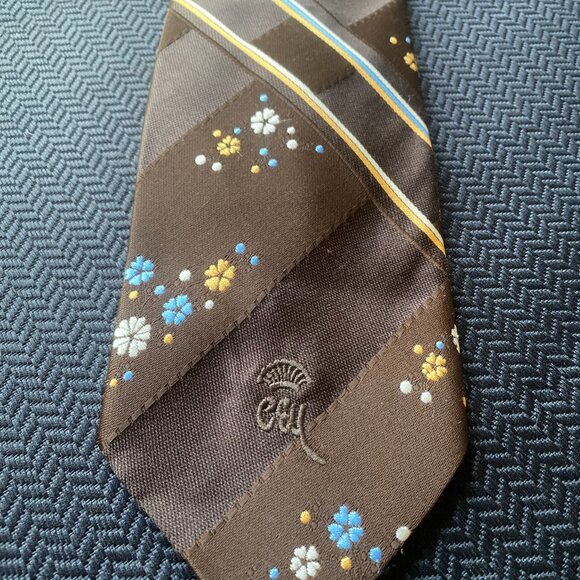 24- The Mr. James Tie – Vintage 1980s Wide Brown Floral Tie - Picture 2 of 8